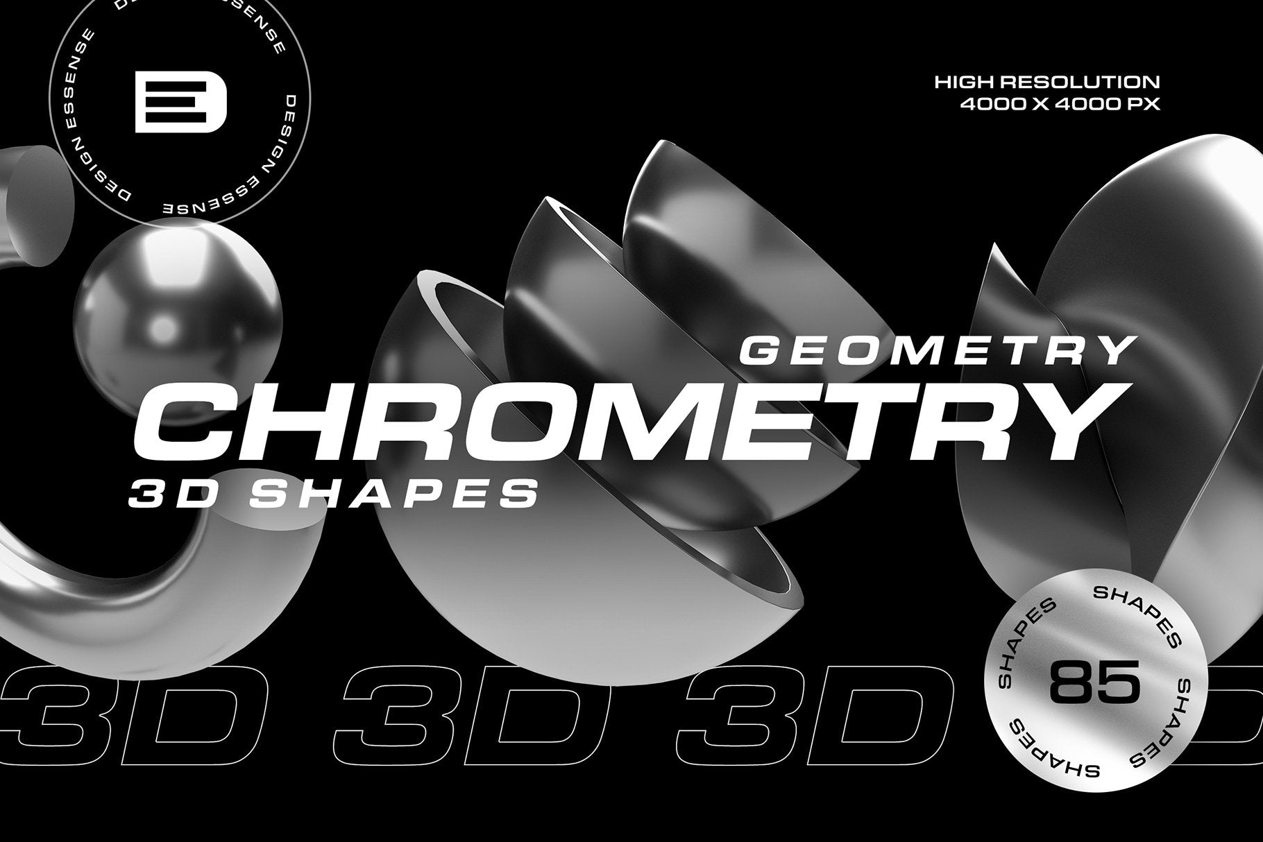 Geometry Chrome 3D Shapes