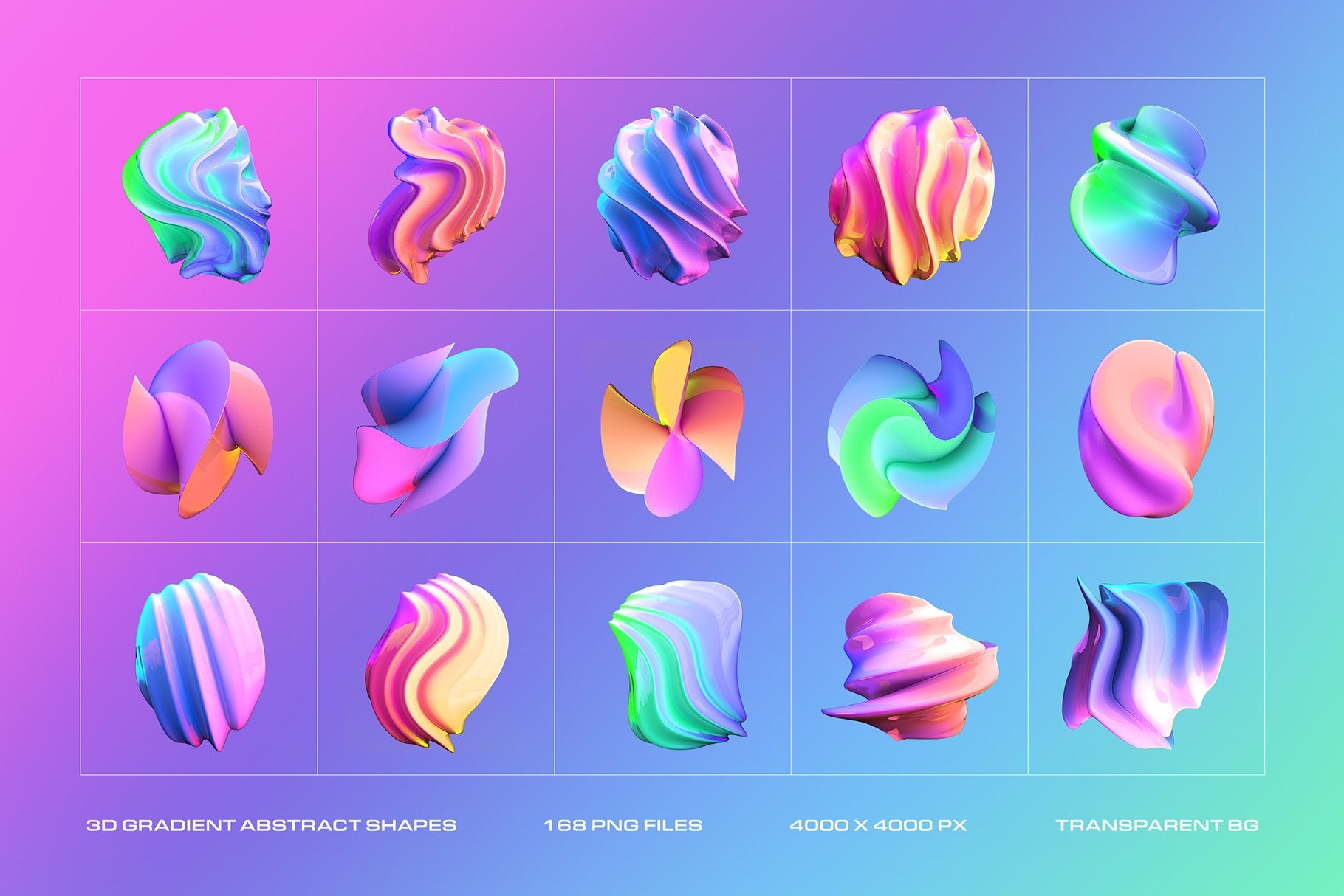 3D Gradient Abstract Shapes
