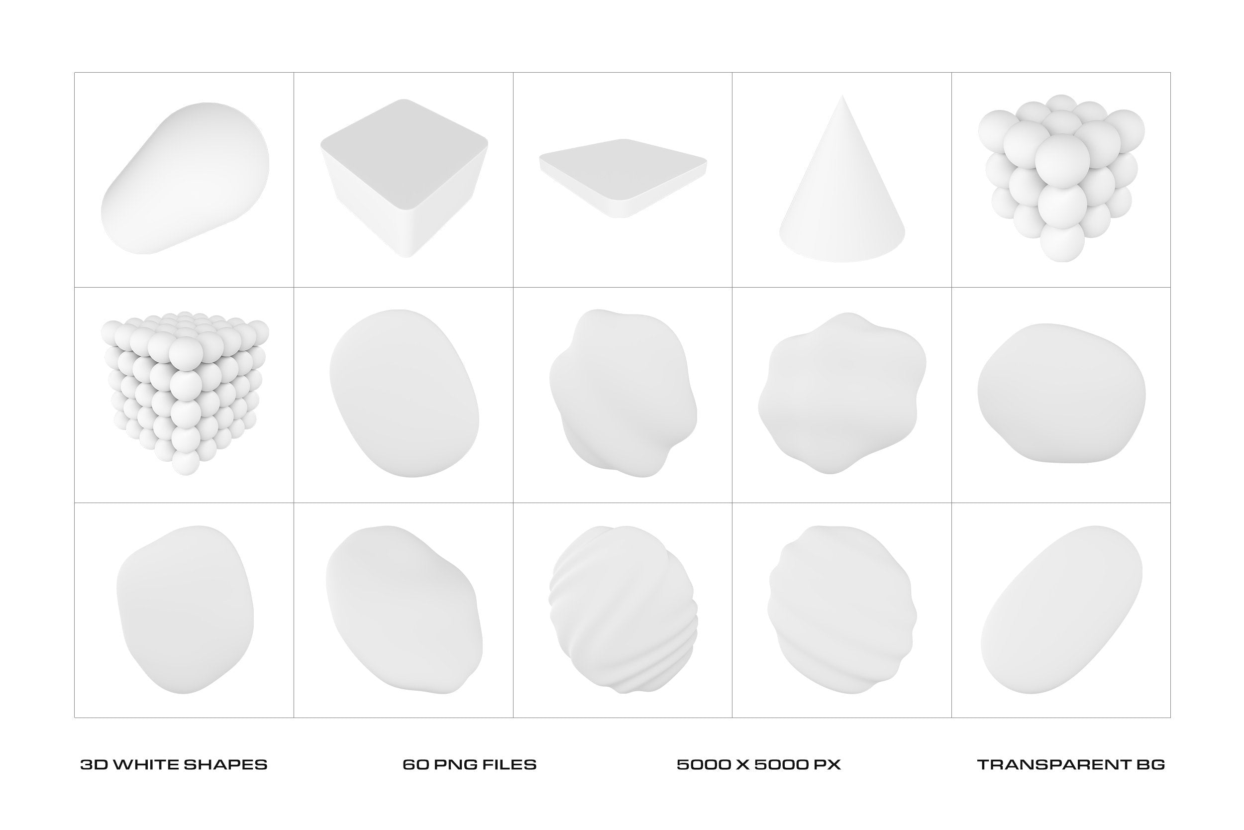 Modern 3D White Shapes Collection