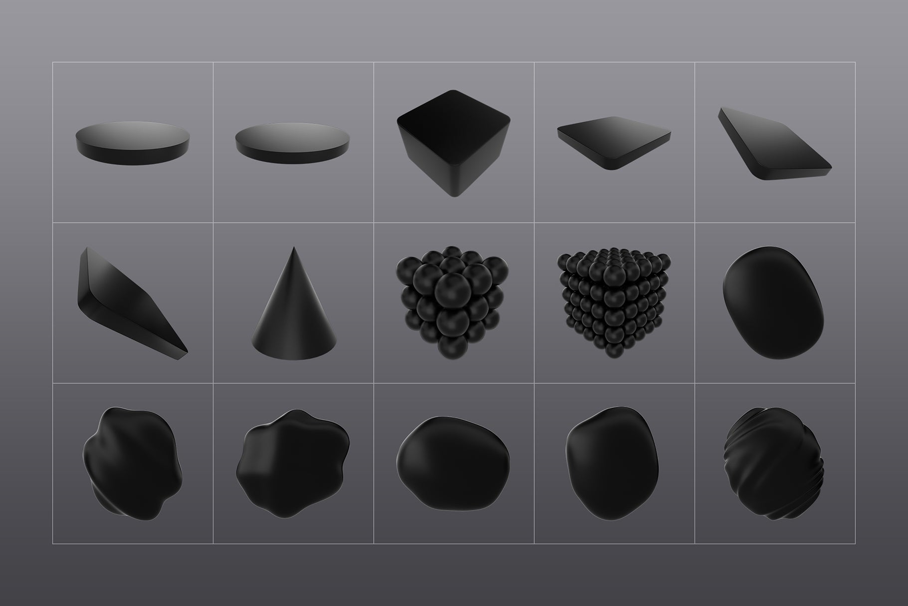 3D Black Shapes Collection