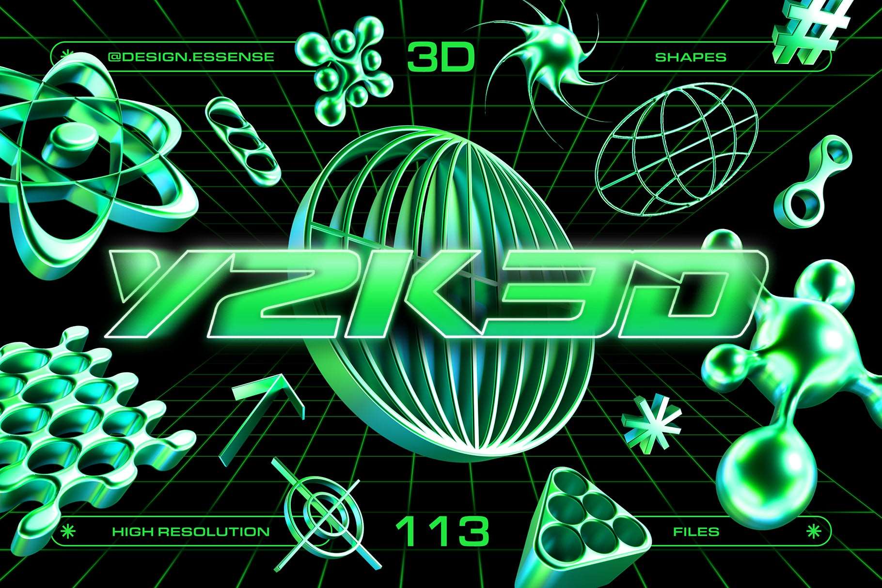 Y2K 3D Shapes Collection