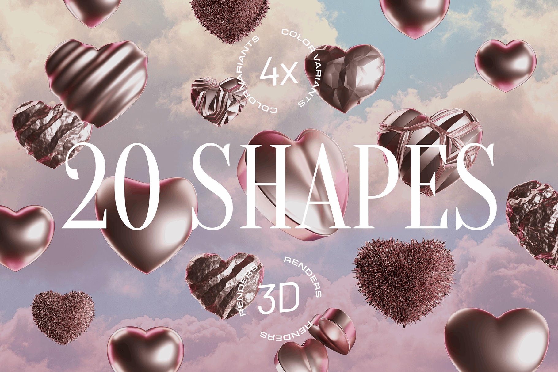 3D Heart Objects - Digital Love